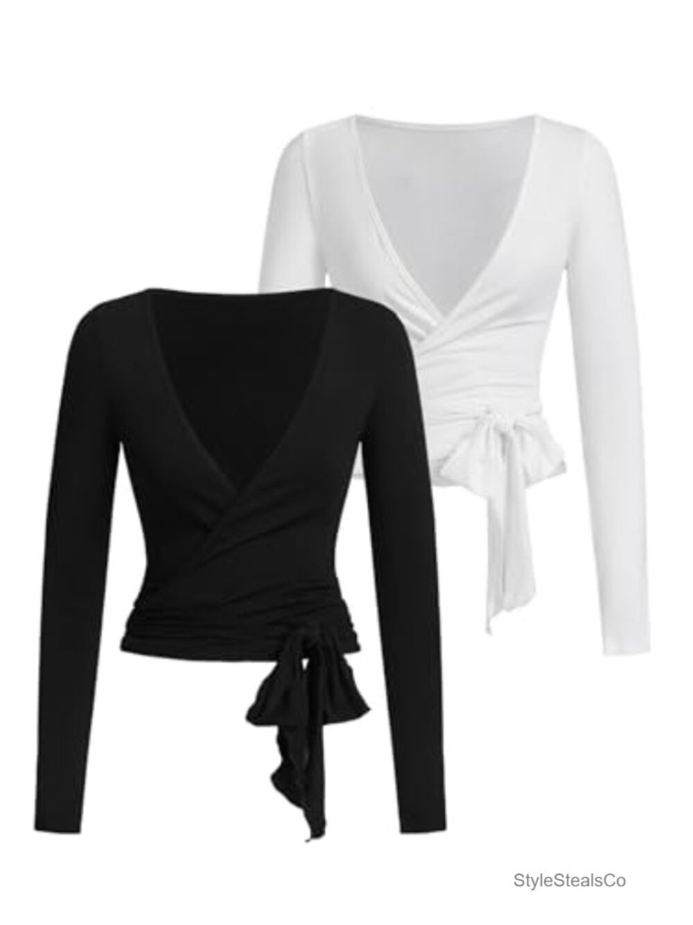 SweatyRocks Women's V-Neck Wrap Top Ballet Pilates Yoga Tie Front Shirt